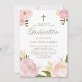 Blush Pink Peony Floral Baby Dedication Einladung (Vorderseite)