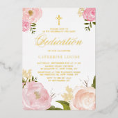 Blush Pink Peony Floral Baby Dedication Folieneinladung (Vorderseite)