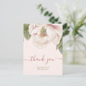 Blush Pink Peony Floral Brautparty Danke Postkarte (Stehend Vorderseite)
