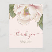 Blush Pink Peony Floral Brautparty Danke Postkarte (Vorderseite)