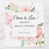 Blush Pink Peony Floral Brautparty Weinetikett (Einzelnes Label)