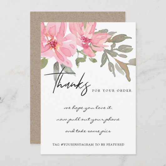 BLUSH PINK PEONY FLORAL CORPORATE Business LOGO Dankeskarte (Vorne/Hinten)