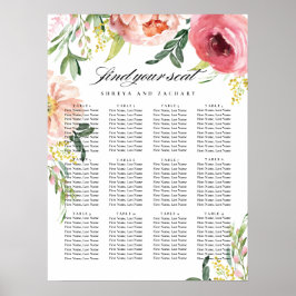 Blush Pink Peony Floral Hochzeitsdiagramm Poster