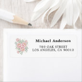 Blush Pink Peony Floral Return Address Labels (Insitu)