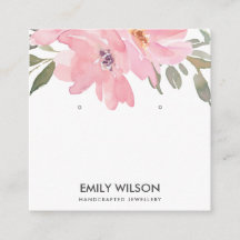 BLUSH PINK PEONY FLORAL WATERCOLOR EARRING DISPLAY