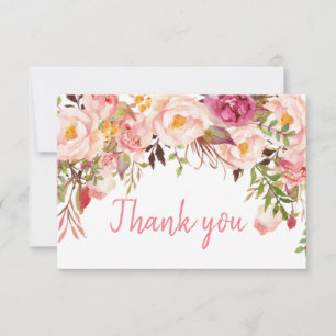 Blush Pink Peony Floral Wedding Danke Karte
