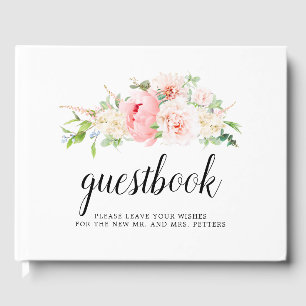 Blush Pink Peony Floral Wedding Gästebuch
