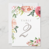 Blush Pink Peony Floral Wedding Tischnummer (Vorderseite)