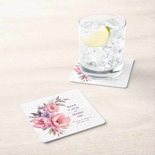 Blush Pink Peony Floral Wedding Untersetzer (Vor Ort)