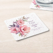 Blush Pink Peony Floral Wedding Untersetzer (angewinkelt)