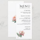Blush Pink Peony Flower Elegant Dinner Wedding  Menükarte (Vorne/Hinten)