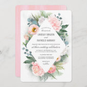 Blush Pink Peony Frame Floral Wasserfarbe Hochzeit Einladung (Vorne/Hinten)