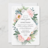 Blush Pink Peony Frame Floral Wasserfarbe Hochzeit Einladung (Vorderseite)
