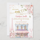 Blush Pink Peony French Café Brautparty Einladung (Vorderseite)