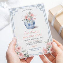 Blush Pink Peony Ginger Jar Chinoiserie Birthday