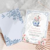 Blush Pink Peony Ginger Jar Chinoiserie Birthday Einladung