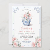 Blush Pink Peony Ginger Jar Chinoiserie Birthday Einladung (Vorderseite)