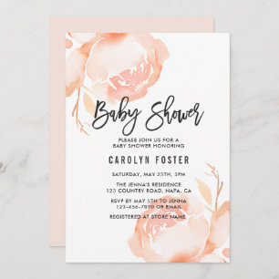 Blush Pink Peony Girl Babydusche Einladung