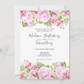 Blush Pink Peony Greenery Bloral Wedding Einladung (Vorderseite)