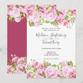 Blush Pink Peony Greenery Bloral Wedding Einladung