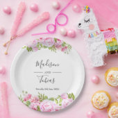 Blush Pink Peony Greenery Bloral Wedding Pappteller (Party)