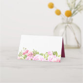 Blush Pink Peony Greenery Bloral Wedding Platzkarte (Rückseite)
