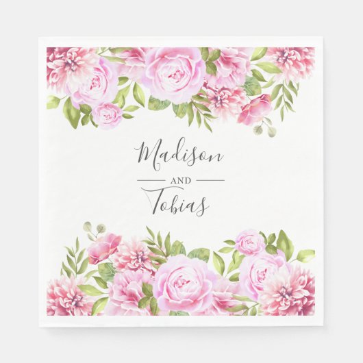 Blush Pink Peony Greenery Bloral Wedding Serviette (Vorderseite)