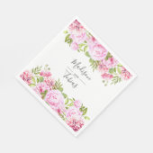 Blush Pink Peony Greenery Bloral Wedding Serviette (Ecke)