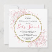 Blush Pink Peony Modern Floral Toile Baby Dusche Einladung (Vorderseite)