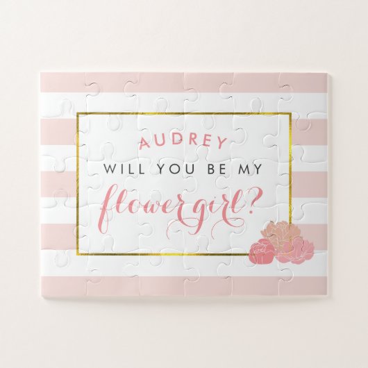 Blush Pink Peony | Personalisiert sei mein Blumenm Puzzle (Horizontal)