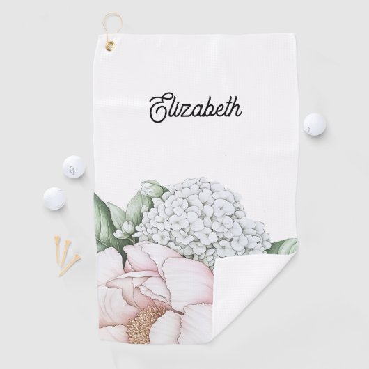 Blush Pink Peony Personalized Golfhandtuch (Insitu)