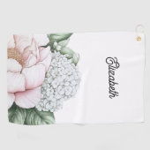 Blush Pink Peony Personalized Golfhandtuch (Horizontal)