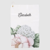 Blush Pink Peony Personalized Golfhandtuch (Vorderseite)