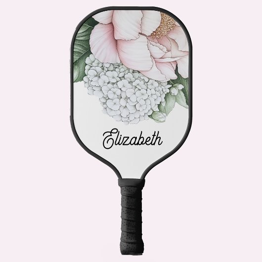 Blush Pink Peony Personalized Pickleball Schläger