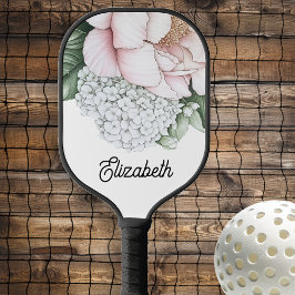 Blush Pink Peony Personalized Pickleball Schläger