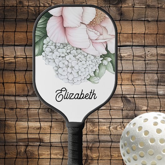 Blush Pink Peony Personalized Pickleball Schläger