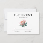 Blush Pink Peony QR Code Elegant Wedding RSVP Karte (Vorderseite)