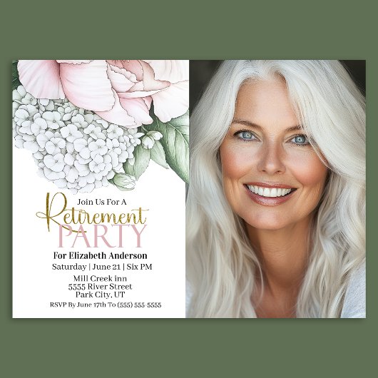 Blush Pink Peony Retirement Party Invitation Einladung