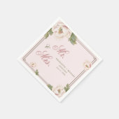 Blush Pink Peony Rose Floral Wedding Mr. and Mrs. Serviette (Ecke)