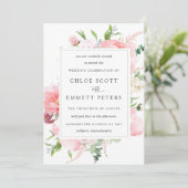 Blush Pink Peony Rustic Floral Wedding Einladung (Stehend Vorderseite)