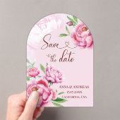 Blush Pink Peony Save the Date Card Acryleinladungen (Insitu (Handheld))