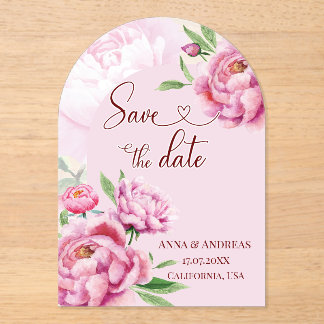 Blush Pink Peony Save the Date Card Acryleinladungen