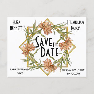 Blush Pink Peony Save the Date Postcard Postkarte