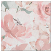 Blush Pink Peony Silver Greenery Garden Stoff (Nahaufnahme)