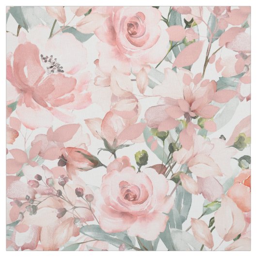 Blush Pink Peony Silver Greenery Garden Stoff (Muster)