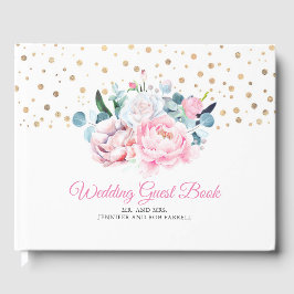 Blush Pink Peony Watercolor Bloral Wedding Gästebuch