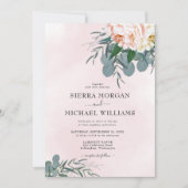 Blush Pink Peony Watercolor Eukalyptus Wedding Einladung (Vorderseite)