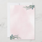 Blush Pink Peony Watercolor Eukalyptus Wedding Einladung (Rückseite)