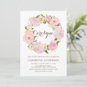 Blush Pink Peony Wreath Geburtstagsparty Einladung (Stehend Vorderseite)