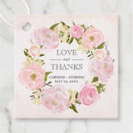 Blush Pink Peony Wreath Wedding Vielen Dank Geschenkanhänger